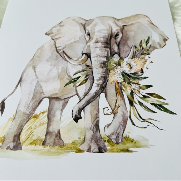 Watercolor Elephant Wall Art Poster Print Unframed - Picture 11 of 17